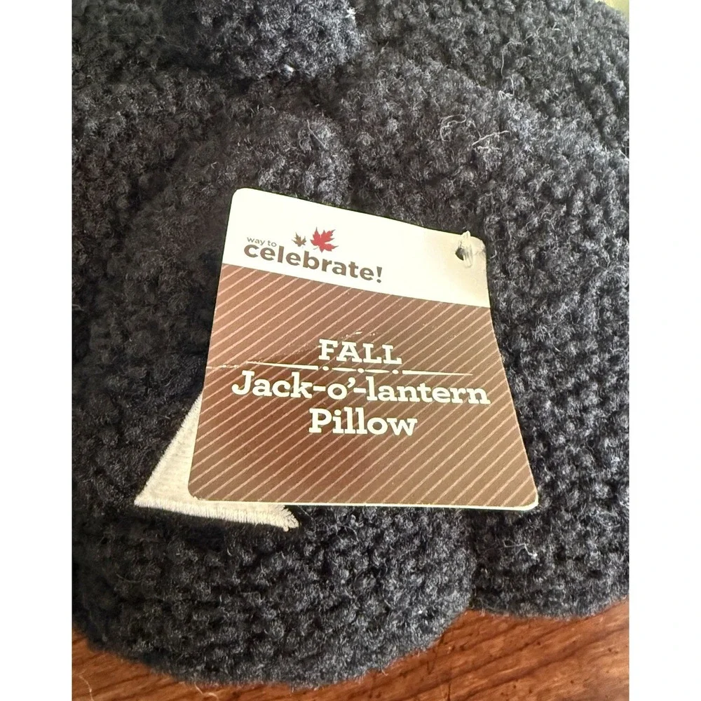Plush Jack-o'-Lantern Decorative Pillow. Black and White, 12